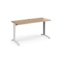 Dams TR10 600mm deep straight desk in beech finish, showing the smooth surface and sturdy wooden construction.