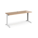 Dams TR10 600mm deep straight desk in beech wood finish, showing a sleek, modern office workspace with a spacious surface.
