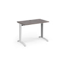 Dams TR10 600mm deep straight desk in grey oak finish with a sleek, modern design and spacious workspace.