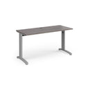 Dams TR10 600mm deep straight desk in grey oak finish, modern office furniture with clean lines and spacious work surface.