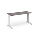 Dams TR10 600mm deep straight desk in grey oak finish with clean, modern design and sturdy construction.