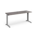 Dams TR10 600mm deep straight desk in grey oak finish, featuring a sleek modern design and sturdy construction.