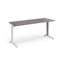 Dams TR10 600mm deep straight desk in grey oak finish, featuring a sleek modern design with a spacious workspace.