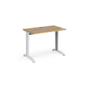 Dams TR10 600mm deep straight desk in oak finish, showcasing a modern wooden office desk with clean lines and sturdy construction.