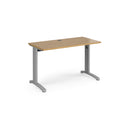 Dams TR10 600mm deep straight desk in oak wood finish, showcasing a sleek modern workspace with clean lines and sturdy construction.