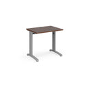 Dams TR10 600mm deep straight walnut desk with sleek wood finish and modern design, ideal for office or workspace setup.