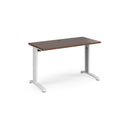 Dams TR10 600mm deep straight desk in walnut finish with clean lines and smooth surface, ideal for modern office setups.