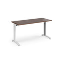 Dams TR10 600mm deep straight desk in walnut wood finish, featuring a sleek modern design with a spacious workspace.