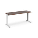 Dams TR10 600mm deep straight desk in walnut wood finish, featuring a sleek, modern design with a spacious workspace.