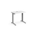 White TR10 600mm deep straight desk by Dams, showing the sleek modern design and smooth surface of the office furniture.