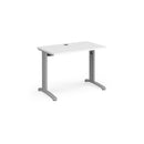 White Dams TR10 600mm deep straight desk with a sleek design, featuring a spacious work surface and sturdy construction.