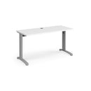 Dams TR10 600mm deep straight white desk with clean surface and sturdy legs, ideal for office or workspace setup.