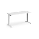 White TR10 600mm deep straight desk by Dams, featuring a clean, modern design with a spacious work surface.