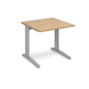 Dams TR10 800mm deep straight desk in oak wood with a sleek, modern design and sturdy straight tabletop.