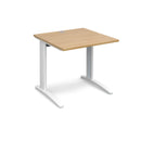 Dams TR10 800mm deep straight oak desk with clean wood finish, showcasing a spacious workspace and modern design.