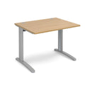 Dams TR10 800mm deep straight oak desk with sleek wooden surface and sturdy metal legs, ideal for office workspace.