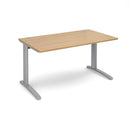 Dams TR10 800mm deep straight oak desk showing a spacious wooden workspace with a sleek, modern design.