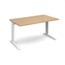 Dams TR10 800mm deep straight oak desk with clean, modern design and smooth wood finish, ideal for office or study space.