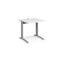 Dams TR10 Height Settable Straight Desk in white with a clean, modern workspace and adjustable height features.