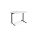 Dams TR10 Height Settable Straight Desk in white with adjustable height and sleek modern design.