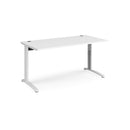 Dams TR10 Height Settable Straight Desk in white with adjustable height feature and clean modern design.