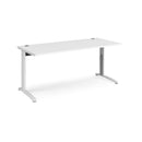 Dams TR10 Height Settable Straight Desk in white with adjustable height mechanism and clean modern design.
