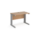 Vivo 600mm deep straight desk in beech wood finish by Dams, showing the clean, modern workspace with smooth surface and straight edges.