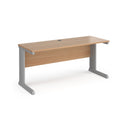 Vivo 600mm deep straight desk in beech finish with Dams branding, showcasing a modern office workspace with clean lines.