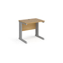 Dams Vivo 600mm deep straight desk in oak finish with clean, modern design and spacious workspace.