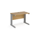 Vivo 600mm deep straight oak desk by Dams, showing a sleek wooden workspace with a smooth surface and modern design.