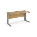 Vivo 600mm deep straight oak desk by Dams, showing a sleek wooden workspace with clean lines and a modern design.