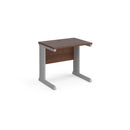Dams Vivo 600mm deep straight desk in walnut finish, showing a sleek workspace with clean lines and modern design