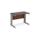 Dams Vivo 600mm deep straight desk in walnut wood finish showing smooth surface and sturdy rectangular design.