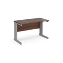 Vivo 600mm deep straight desk in walnut finish with sleek wood surface and modern design, featuring sturdy straight legs.