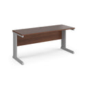 Dams Vivo 600mm deep straight desk in walnut finish, featuring a spacious rectangular surface and sturdy straight design.