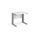 White Vivo 600mm deep straight desk by Dams with a sleek, minimalist design and clean surface, ideal for modern office spaces.