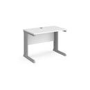 White Vivo 600mm deep straight desk by Dams, showing the clean, modern design with smooth surface and sturdy construction.