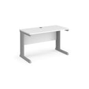 White Vivo 600mm deep straight desk by Dams with a sleek, modern design and a sturdy tabletop for office use.