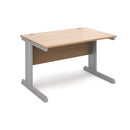 Dams Vivo 800mm deep straight desk in beech finish showing the sleek wooden surface and modern design.