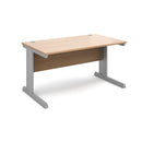 Dams Vivo 800mm deep straight desk in beech wood finish, showing clean lines and spacious workspace with a modern design.