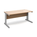 Dams Vivo 800mm deep straight desk in beech wood finish, showing a sleek, modern office workspace with a spacious surface