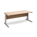 Dams Vivo 800mm deep straight desk in beech wood finish, featuring a spacious work surface and modern design.