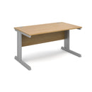 Vivo 800mm deep straight desk in oak with clean lines and spacious surface, designed for modern office or home workspace.