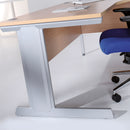 Dams Vivo 800mm deep straight oak desk with a smooth surface and sturdy wooden legs, ideal for office or workspace.
