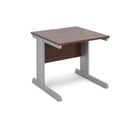 Dams Vivo 800mm deep straight desk in walnut finish showing a sleek, modern workspace with a spacious surface.