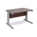 Dams Vivo 800mm deep straight desk in walnut finish, featuring a spacious rectangular work surface and sleek modern design.