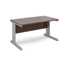 Vivo 800mm deep straight desk in walnut wood finish with clean lines and spacious workspace, manufactured by Dams.