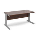 Dams Vivo 800mm deep straight desk in walnut wood finish, showing a sleek modern workspace with a spacious surface.