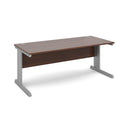 Dams Vivo 800mm deep straight desk in walnut wood finish, showcasing its clean lines and spacious surface for workspace.