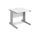 White Vivo 800mm deep straight desk by Dams with a sleek, modern design and sturdy construction.